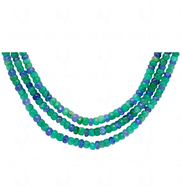 2 Rows Necklace Of Emerald & Blue Sapphire Natural Gemstone Bead NP-1083