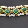 Emerald & Pearl Studded Necklace With Green Color Enamel Work FN-1083