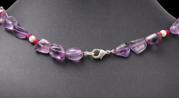 Pearl, Ruby & Amethyst Gemstone Tumble String NM-1083