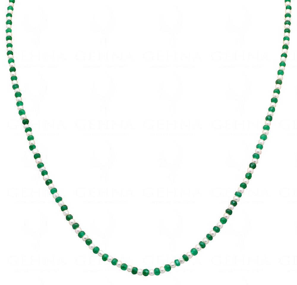 Pearl & Emerald Gemstone Bead String NM-1084