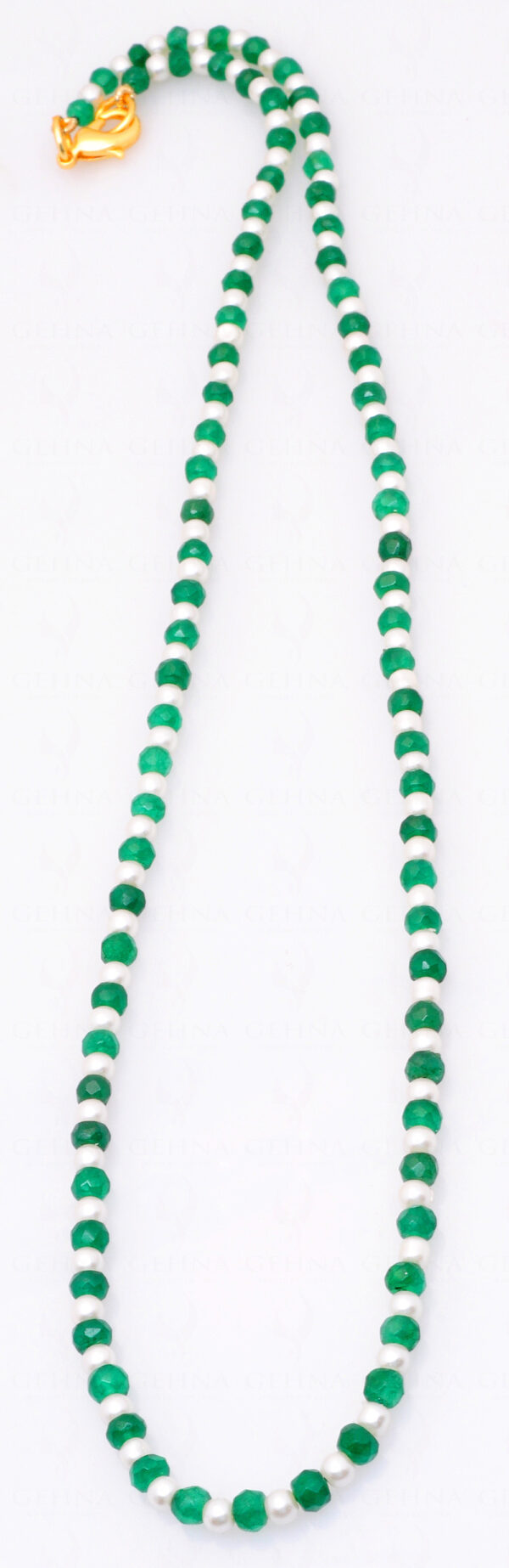 Pearl & Emerald Gemstone Bead String NM-1084