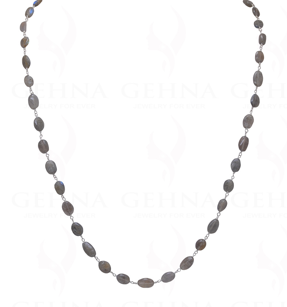 Labradorite Oval Shaped Bead Chain .925 Sterling Silver CS-1085