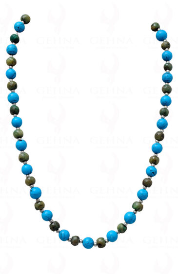 Emerald & Turquoise Gemstone Necklace With .925 Sterling Silver Elements NS-1085