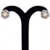 Pearl & Simulated Diamond Studded Flower Shape Earrings FE-1085
