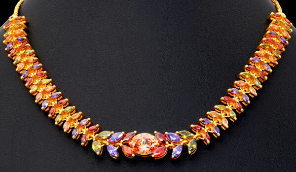 Multicolor Tourmaline Studded Beautiful Wedding Necklace & Earring Set FN-1085