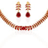 Red Garnet Color Stone Studded Beautiful Necklace & Earring Set FN-1086