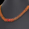 Red Garnet Color Stone Studded Beautiful Necklace & Earring Set FN-1086