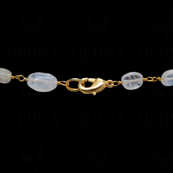 Rainbow Moonstone Oval Shaped Bead Chain .925 Sterling Silver CS-1086