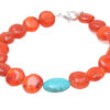 Carnelian & Turquoise Gemstone Coin Shaped Bracelet BS-1087