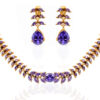 Tanzanite Color Stone Studded Evening Party Wear Necklace & Earring Set FN-1087