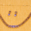Tanzanite Color Stone Studded Evening Party Wear Necklace & Earring Set FN-1087