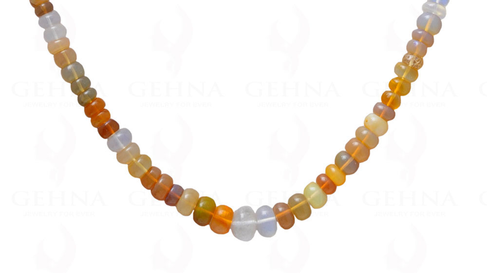 Multi Color Australian Opal Gemstone Round Cabochon Bead Strand Necklace NS-1087