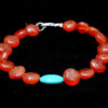 Carnelian & Turquoise Gemstone Coin Shaped Bracelet BS-1087