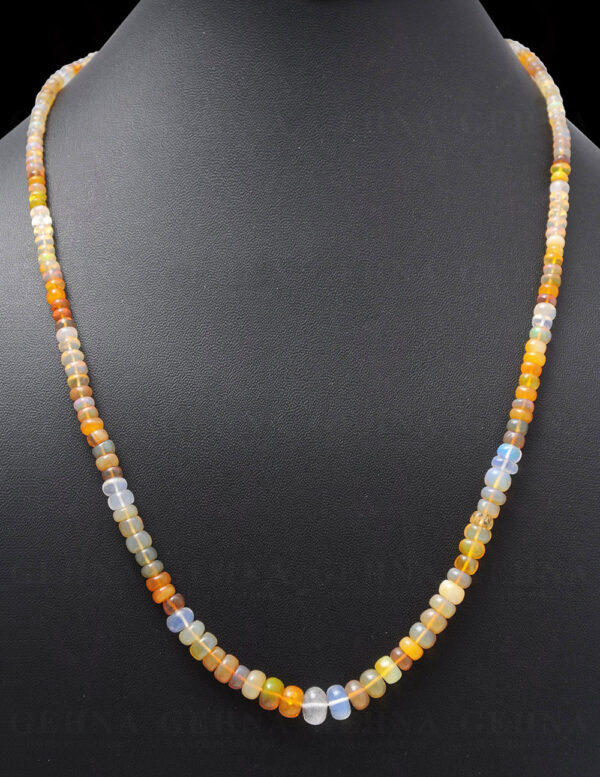 Multi Color Australian Opal Gemstone Round Cabochon Bead Strand Necklace NS-1087