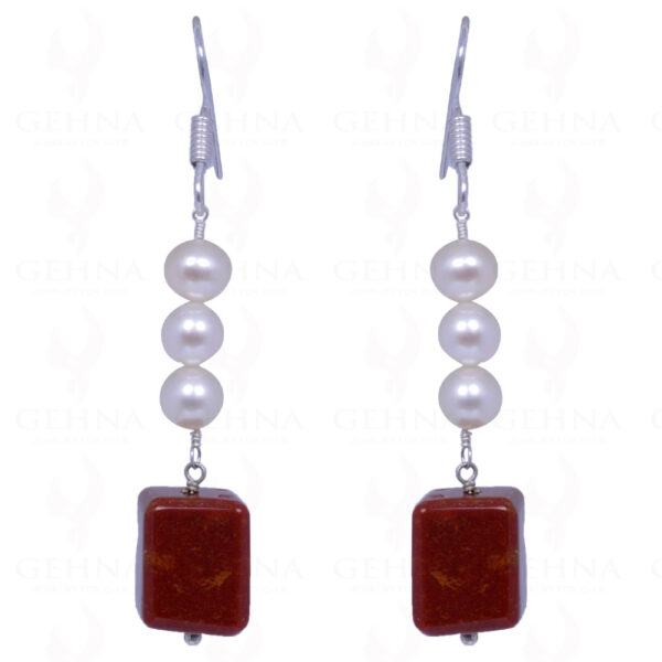 Pearl & Mookaite Gemstone Earrings Made In .925 Sterling Silver ES-1088