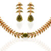 Peridot Color Stone Studded Stylish Necklace & Earrings Set FN-1088