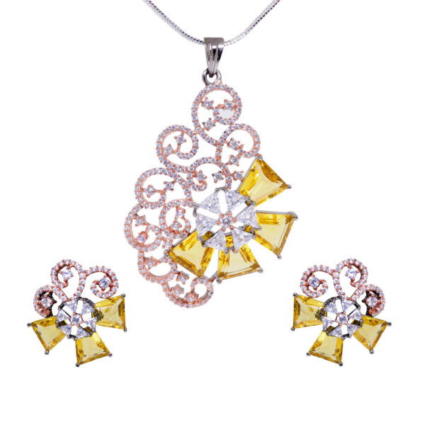 Citrine & Classic Topaz Studded Pendant & Earring Set FP-1088