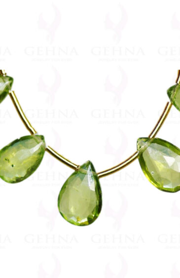 5 Loose Piece of Peridot Gemstone Faceted Almond Shaped Bead Necklace NS-1088