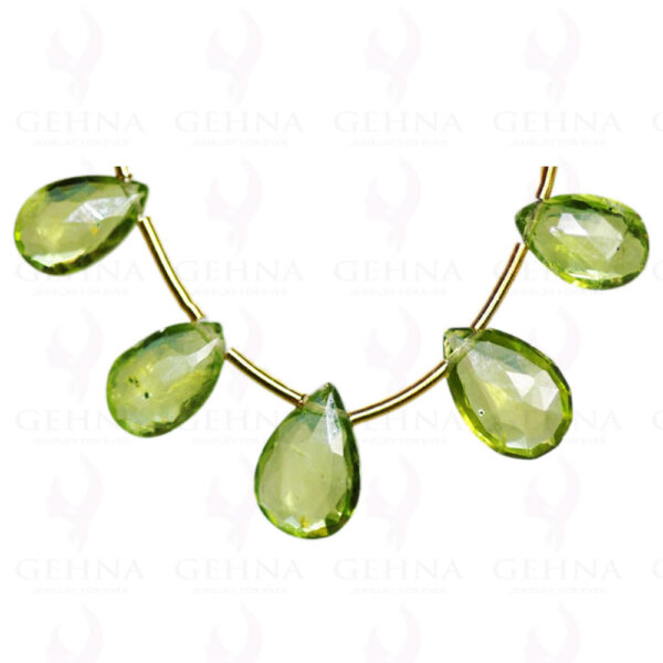 5 Loose Piece of Peridot Gemstone Faceted Almond Shaped Bead Necklace NS-1088