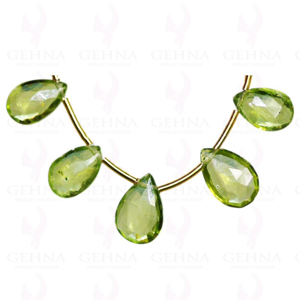 5 Loose Piece of Peridot Gemstone Faceted Almond Shaped Bead Necklace NS-1088