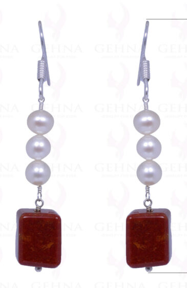 Pearl & Mookaite Gemstone Earrings Made In .925 Sterling Silver ES-1088