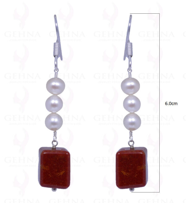 Pearl & Mookaite Gemstone Earrings Made In .925 Sterling Silver ES-1088