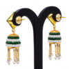 Moon, Pearl & Emerald Color Studded Jhumki Earrings FE-1088