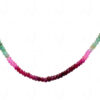 Emerald, Ruby & Blue Sapphire Gemstone Faceted Bead Necklace NP-1088