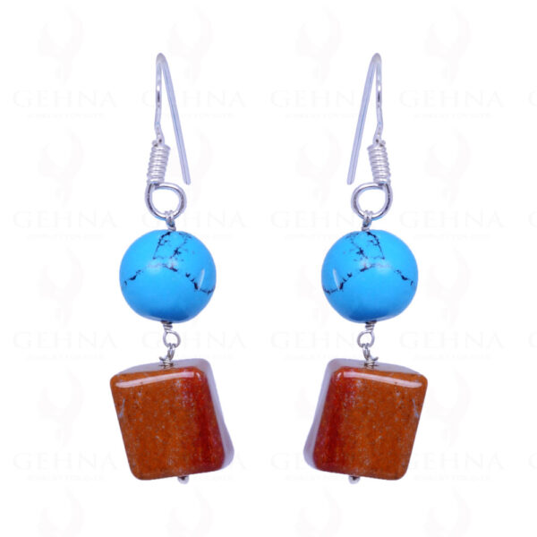 Turquoise & Mookaite Gemstone Earrings Made In .925 Sterling Silver ES-1089