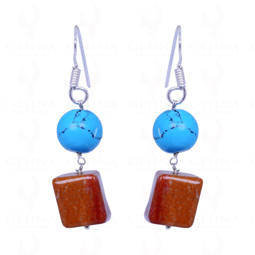 Turquoise & Mookaite Gemstone Earrings Made In .925 Sterling Silver ES-1089