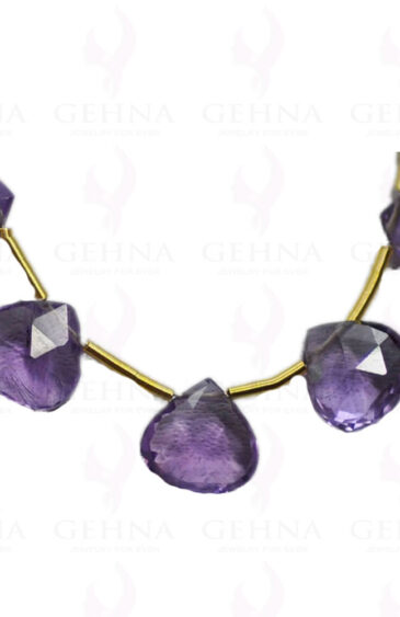 5 Loose Piece of Amethyst  Gemstone Faceted Almond Shaped Bead Necklace NS-1089