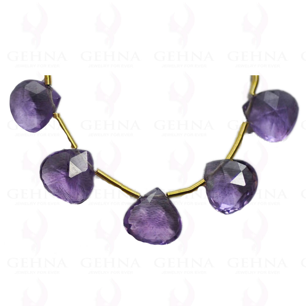 5 Loose Piece of Amethyst  Gemstone Faceted Almond Shaped Bead Necklace NS-1089