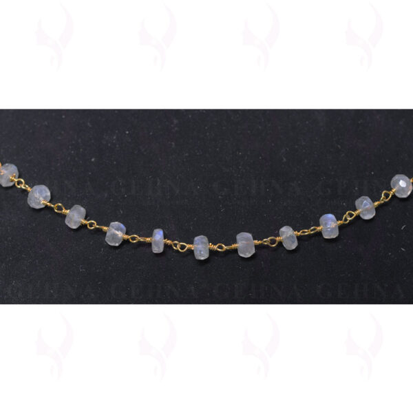 White Rainbow Gemstone Faceted Bead Chain In .925 Sterling Silver CS-1089