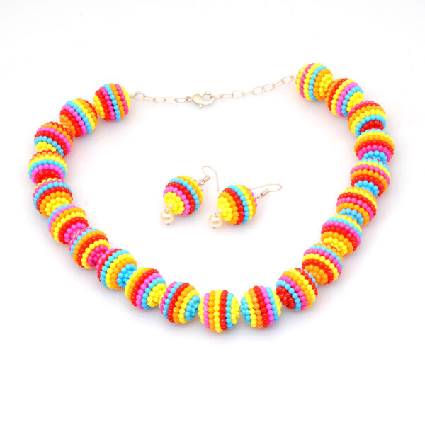 Multicolor Color Stone Studded Stylish Necklace & Earrings Set FN-1089