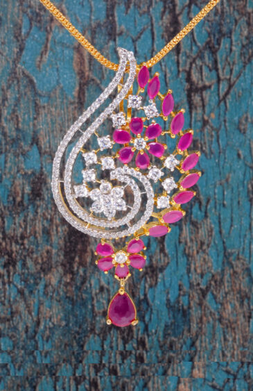 Elegant Ruby & Classy Topaz Studded Beautiful Pendant & Earring Set FP-1089