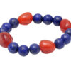 Lapis Lazuli & Carnelian Gemstone Beaded Flexible Bracelet BS-1090