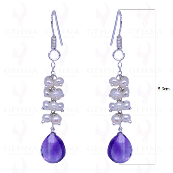 Pearl & Amethyst Gemstone Earrings Made In .925 Sterling Silver ES-1090