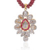 Pink Tourmaline & Simulated Diamond Studded Necklace & Earrings Set FN-1090
