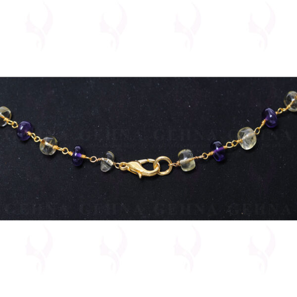 Amethyst & Lemon Topaz Gemstone Bead Chain In In .925 Sterling Silver CS-1090