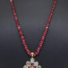 Pink Tourmaline & Simulated Diamond Studded Necklace & Earrings Set FN-1090