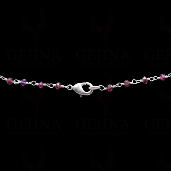 Pearl & Garnet Gemstone Necklace Knotted In Chain In.925 Silver Cm1090