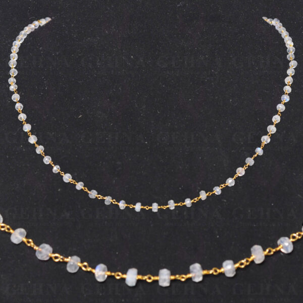 White Rainbow Gemstone Faceted Bead Chain In .925 Sterling Silver CS-1091