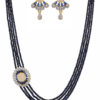 Sapphire, Pearl & Topaz Gemstone Studded Necklace & Earring Set FN-1091