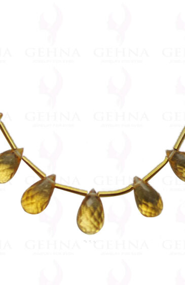 9 Loose Piece of Citrine Gemstone Faceted Drop Shaped Bead Necklace NS-1091