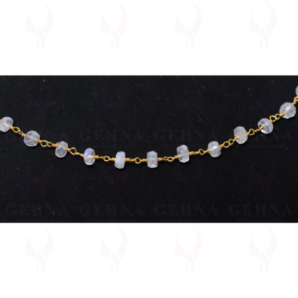White Rainbow Gemstone Faceted Bead Chain In .925 Sterling Silver CS-1091