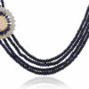 Sapphire, Pearl & Topaz Gemstone Studded Necklace & Earring Set FN-1091