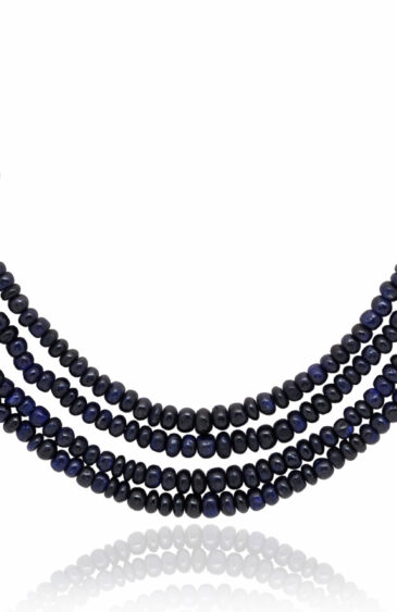 Sapphire, Pearl & Topaz Gemstone Studded Necklace & Earring Set FN-1091