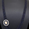 Sapphire, Pearl & Topaz Gemstone Studded Necklace & Earring Set FN-1091