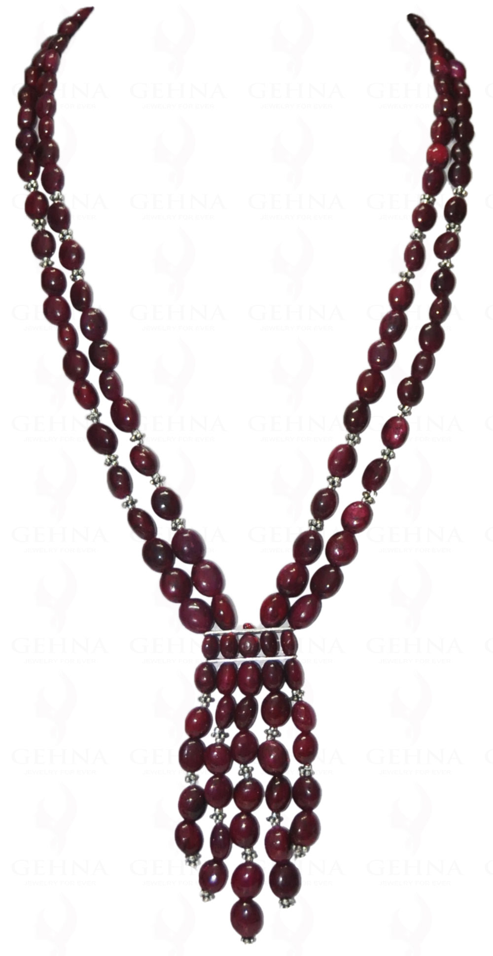 Ruby Oval Shaped Gemstone Necklace With .925 Sterling Silver Elements NP-1092