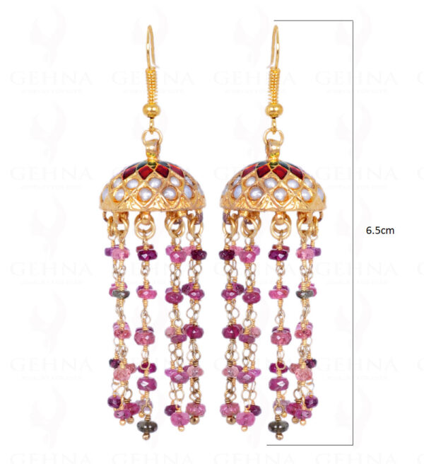 Multi Tourmaline Bead With Pearl Studded Jhumki Style Earrings LE01-1092